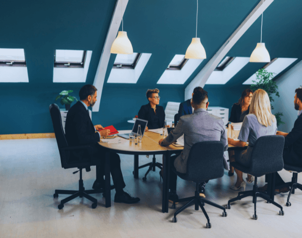 Team collaboration in a modern office setting